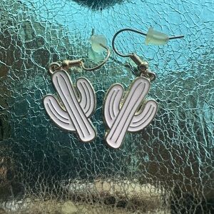 Cactus Shaped Earrings in Pink and Gold